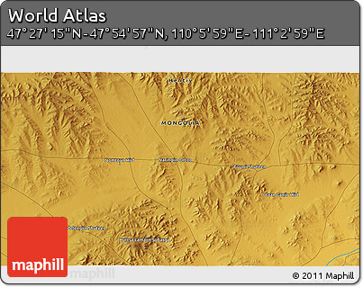 Physical 3D Map of the Area around 47° 41' 6" N, 110° 34' 29" E