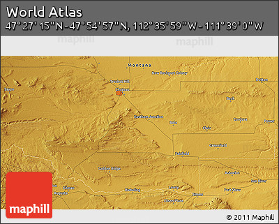 Physical 3D Map of the Area around 47° 41' 6" N, 112° 7' 30" W