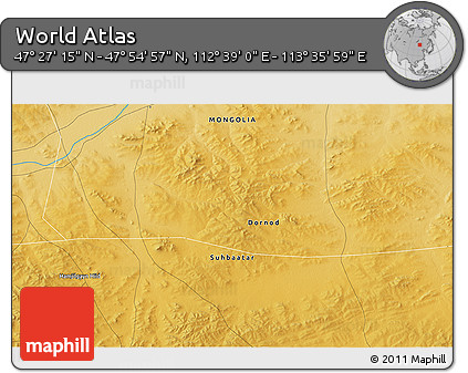Physical 3D Map of the Area around 47° 41' 6" N, 113° 7' 30" E