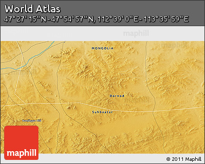 Physical 3D Map of the Area around 47° 41' 6" N, 113° 7' 30" E