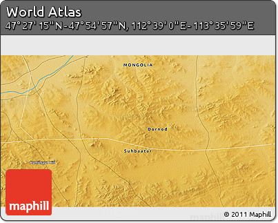 Physical 3D Map of the Area around 47° 41' 6" N, 113° 7' 30" E