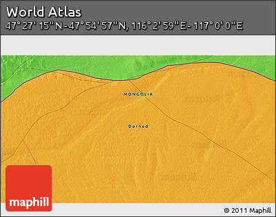 Political 3D Map of the Area around 47° 41' 6" N, 116° 31' 30" E