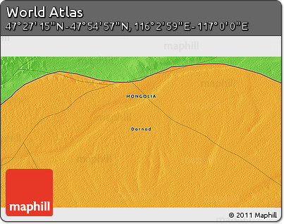 Political 3D Map of the Area around 47° 41' 6" N, 116° 31' 30" E