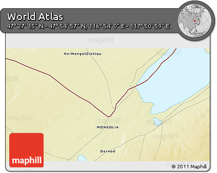 Physical 3D Map of the Area around 47° 41' 6" N, 117° 22' 30" E