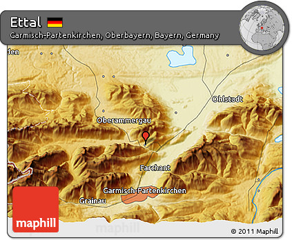 Physical 3D Map of Ettal