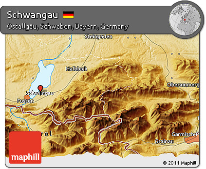Physical 3D Map of Schwangau
