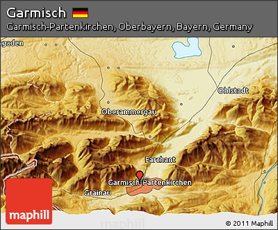 Physical 3D Map of Garmisch