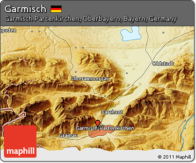 Physical 3D Map of Garmisch