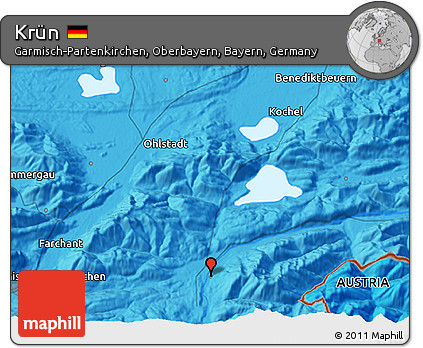 Political 3D Map of Krün