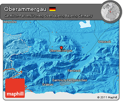 Political 3D Map of Oberammergau