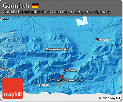 Political 3D Map of Garmisch