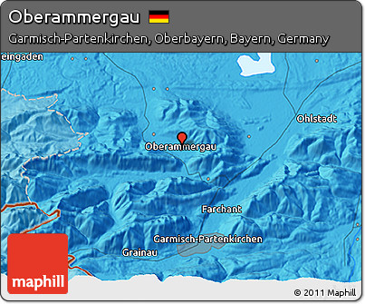 Political 3D Map of Oberammergau