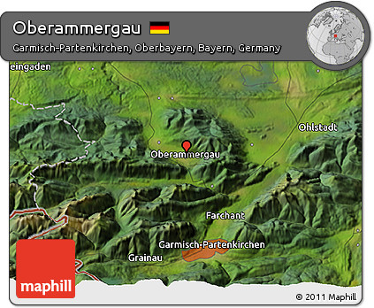 Satellite 3D Map of Oberammergau