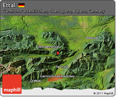 Satellite 3D Map of Ettal