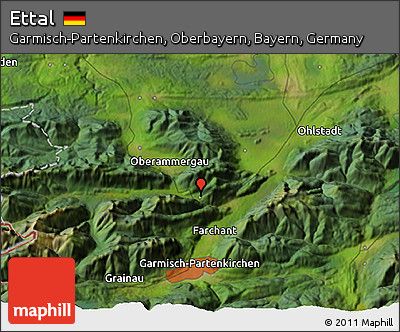 Satellite 3D Map of Ettal