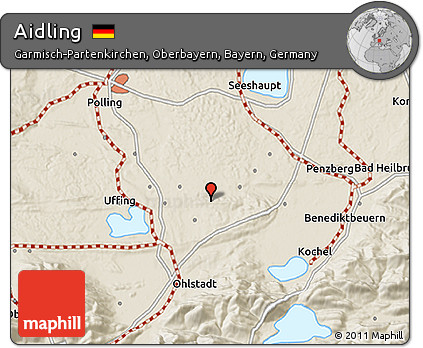 Shaded Relief 3D Map of Aidling