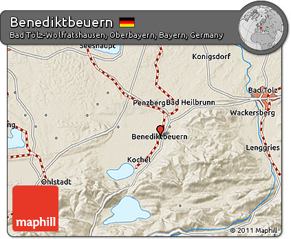 Shaded Relief 3D Map of Benediktbeuern