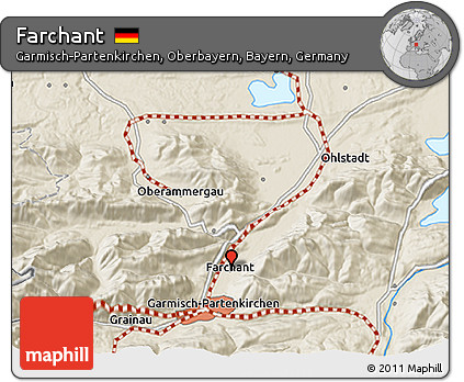 Shaded Relief 3D Map of Farchant