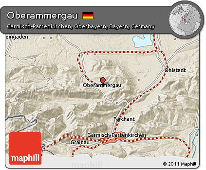 Shaded Relief 3D Map of Oberammergau