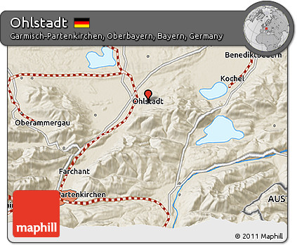 Shaded Relief 3D Map of Ohlstadt