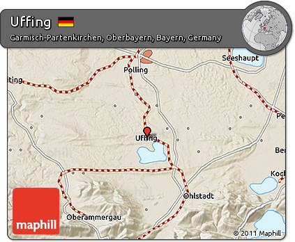 Shaded Relief 3D Map of Uffing