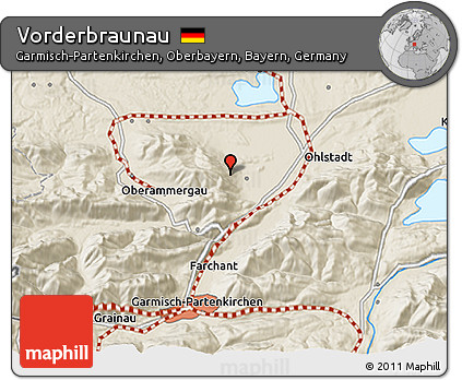 Shaded Relief 3D Map of Vorderbraunau