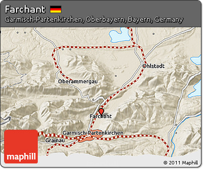 Shaded Relief 3D Map of Farchant