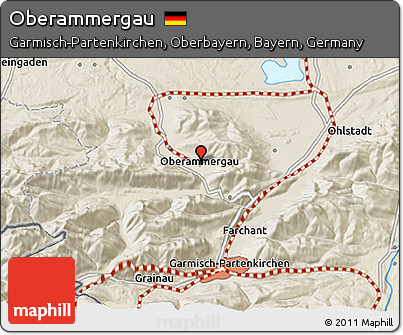 Shaded Relief 3D Map of Oberammergau