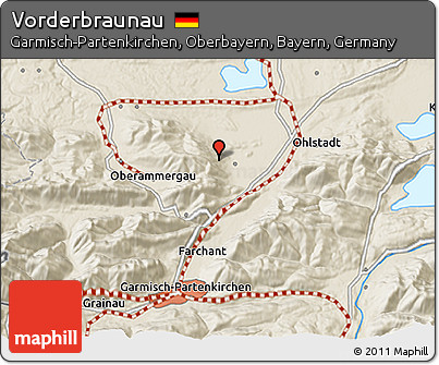 Shaded Relief 3D Map of Vorderbraunau