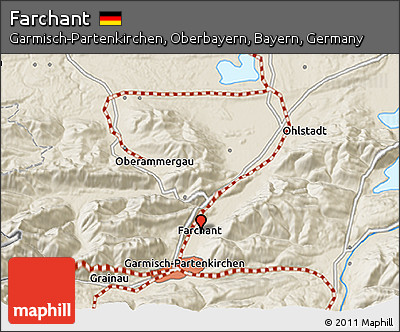 Shaded Relief 3D Map of Farchant