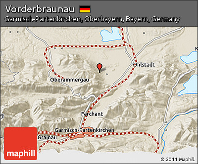 Shaded Relief 3D Map of Vorderbraunau