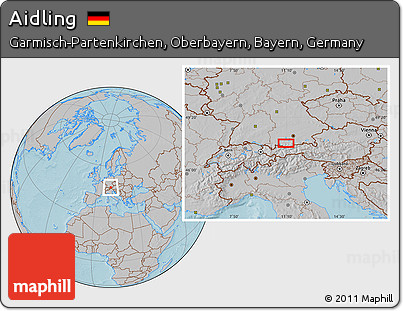 Gray Location Map of Aidling, hill shading