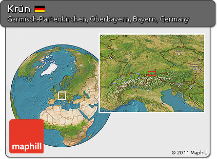 Satellite Location Map of Krün