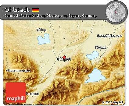 Physical Map of Ohlstadt