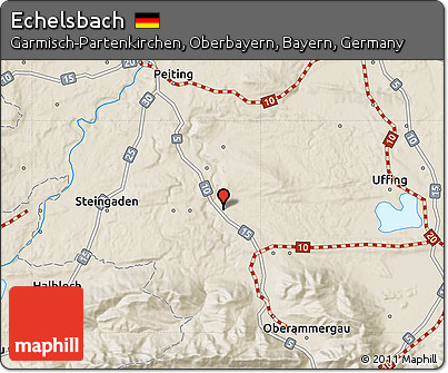 Shaded Relief Map of Echelsbach