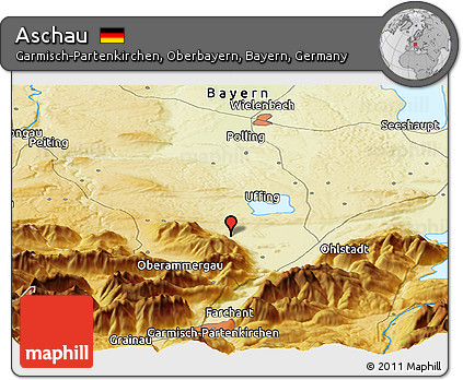 Physical Panoramic Map of Aschau