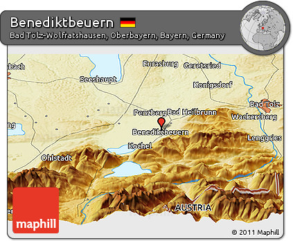 Physical Panoramic Map of Benediktbeuern