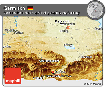 Physical Panoramic Map of Garmisch