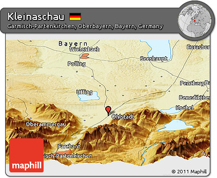 Physical Panoramic Map of Kleinaschau