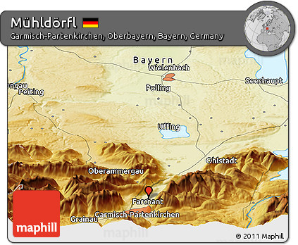 Physical Panoramic Map of Mühldörfl