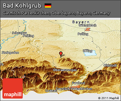 Physical Panoramic Map of Bad Kohlgrub