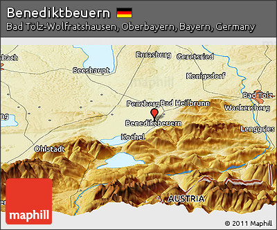 Physical Panoramic Map of Benediktbeuern