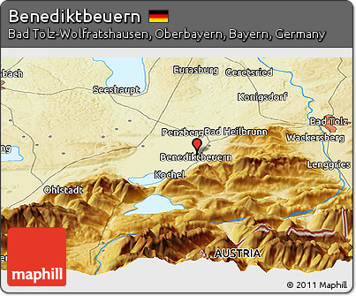 Physical Panoramic Map of Benediktbeuern