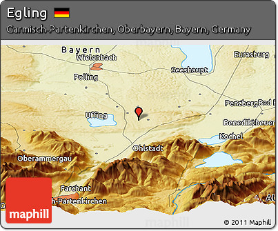 Physical Panoramic Map of Egling