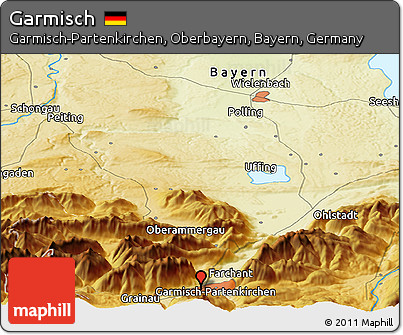 Physical Panoramic Map of Garmisch