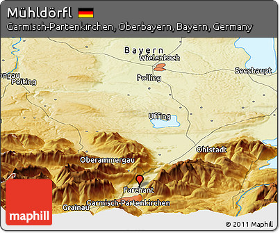 Physical Panoramic Map of Mühldörfl