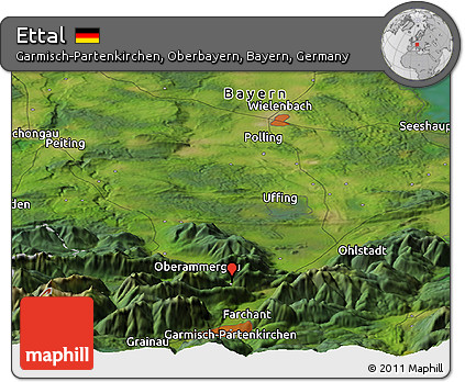 Satellite Panoramic Map of Ettal