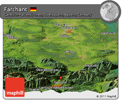 Satellite Panoramic Map of Farchant