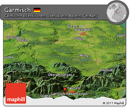 Satellite Panoramic Map of Garmisch