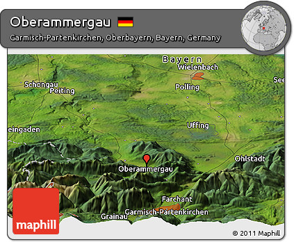 Satellite Panoramic Map of Oberammergau